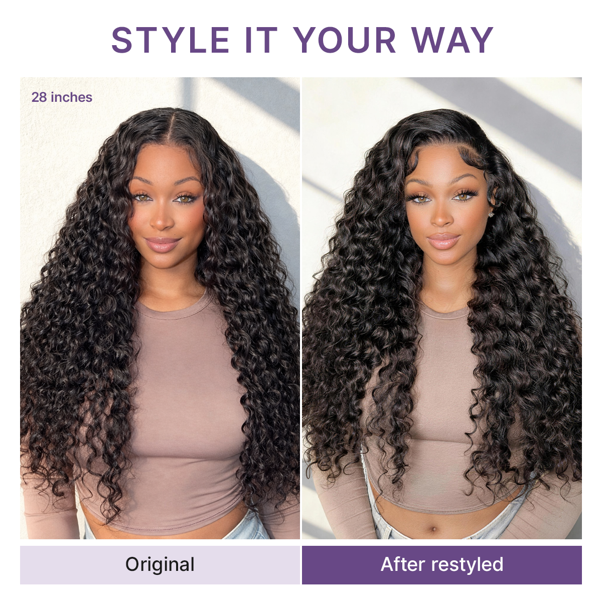 ⭐Glueless Water Wave Wig – Fluffy & Natural Volume