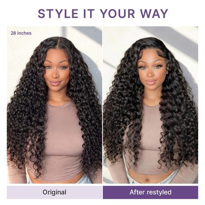 ⭐Glueless Water Wave Wig – Fluffy & Natural Volume