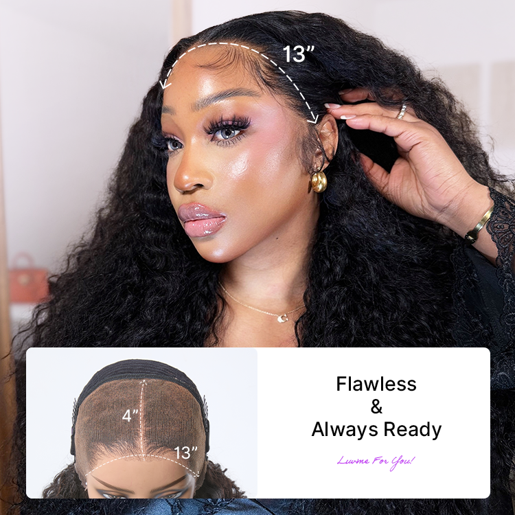 ⭐Glueless Water Wave Wig – Fluffy & Natural Volume