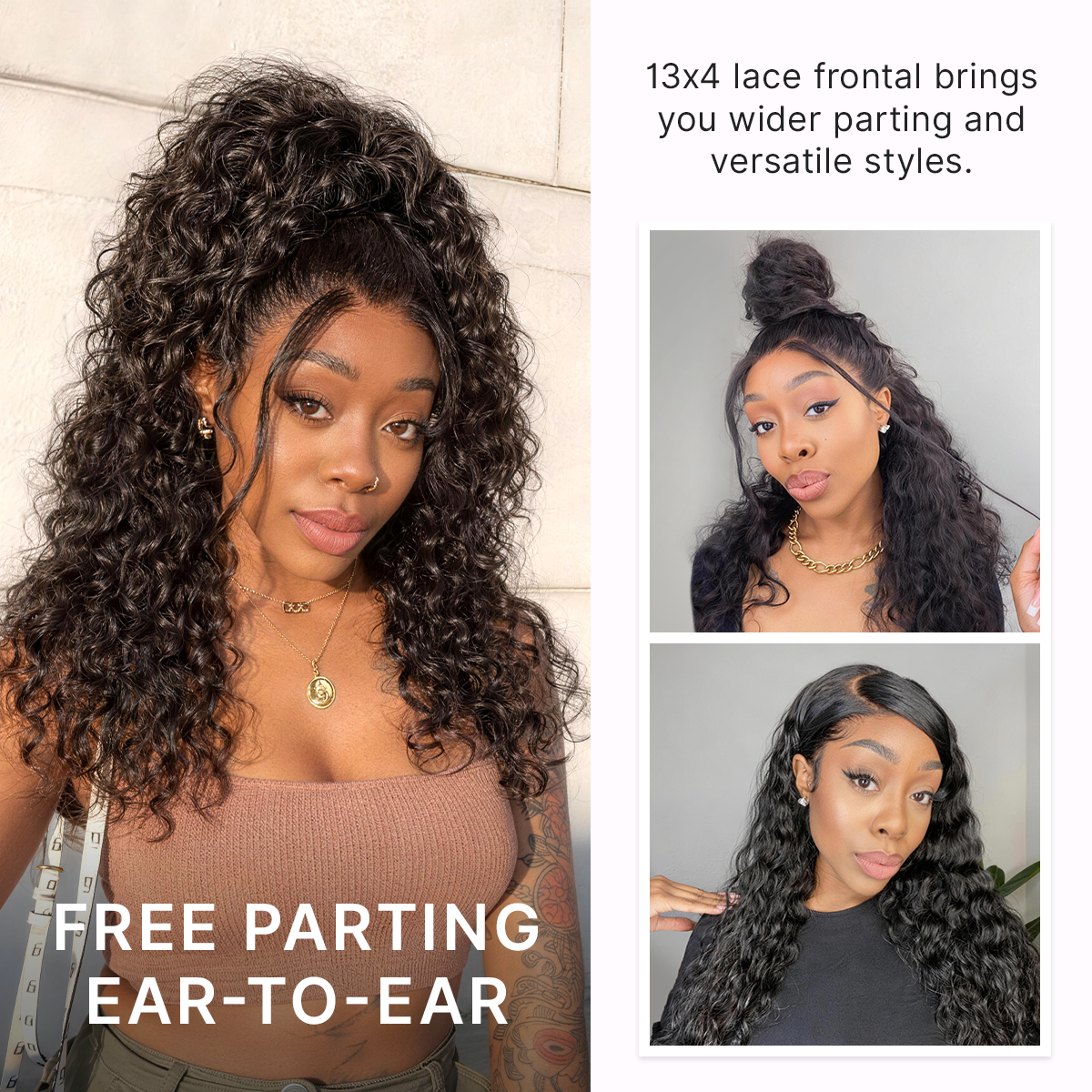 ⭐Glueless Water Wave Wig – Fluffy & Natural Volume