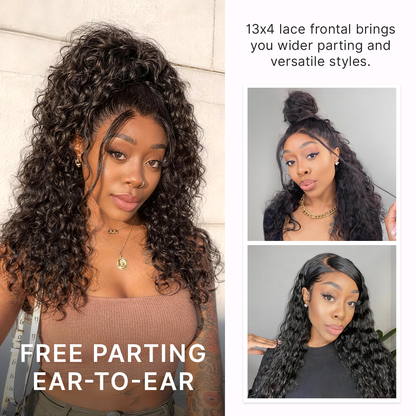 ⭐Glueless Water Wave Wig – Fluffy & Natural Volume